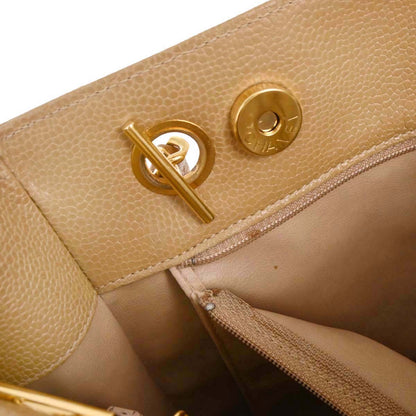 Chanel Beige Caviar Skin Shoulder Tote Bag