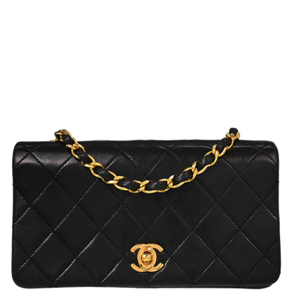 Chanel Black Lambskin Turnlock Mini Full Flap Shoulder Bag