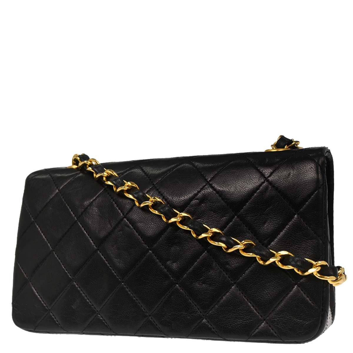 Chanel Black Lambskin Turnlock Mini Full Flap Shoulder Bag