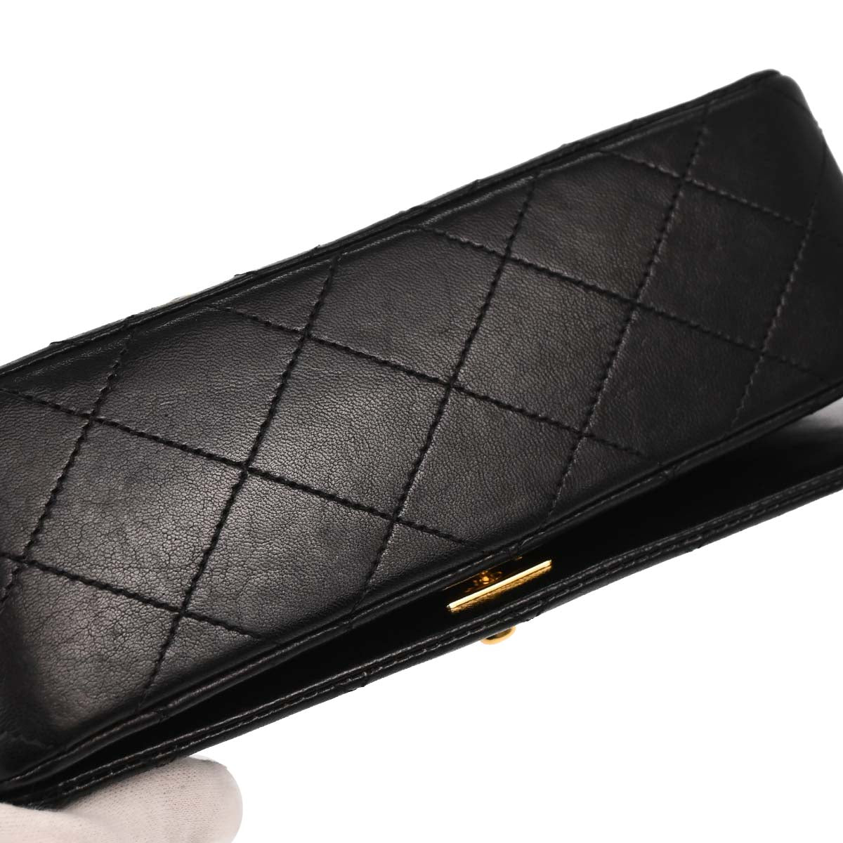 Chanel Black Lambskin Turnlock Mini Full Flap Shoulder Bag