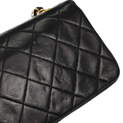 Chanel Black Lambskin Turnlock Mini Full Flap Shoulder Bag