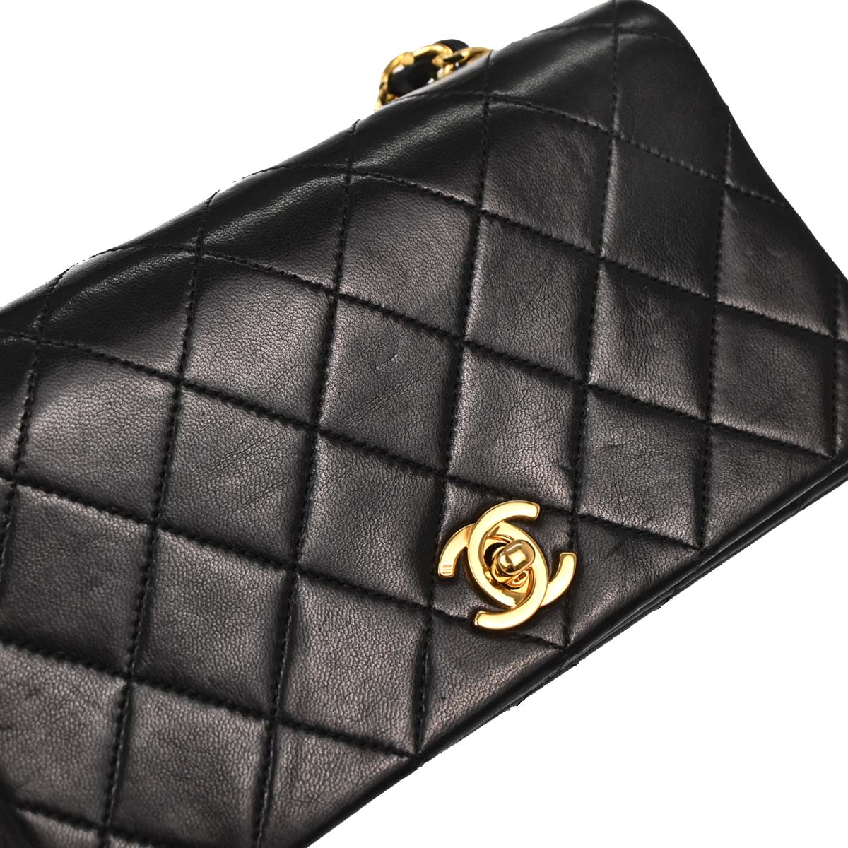 Chanel Black Lambskin Turnlock Mini Full Flap Shoulder Bag