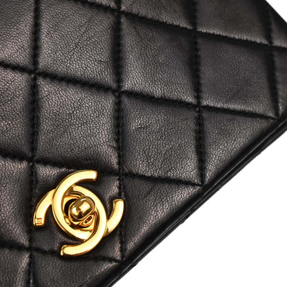 Chanel Black Lambskin Turnlock Mini Full Flap Shoulder Bag