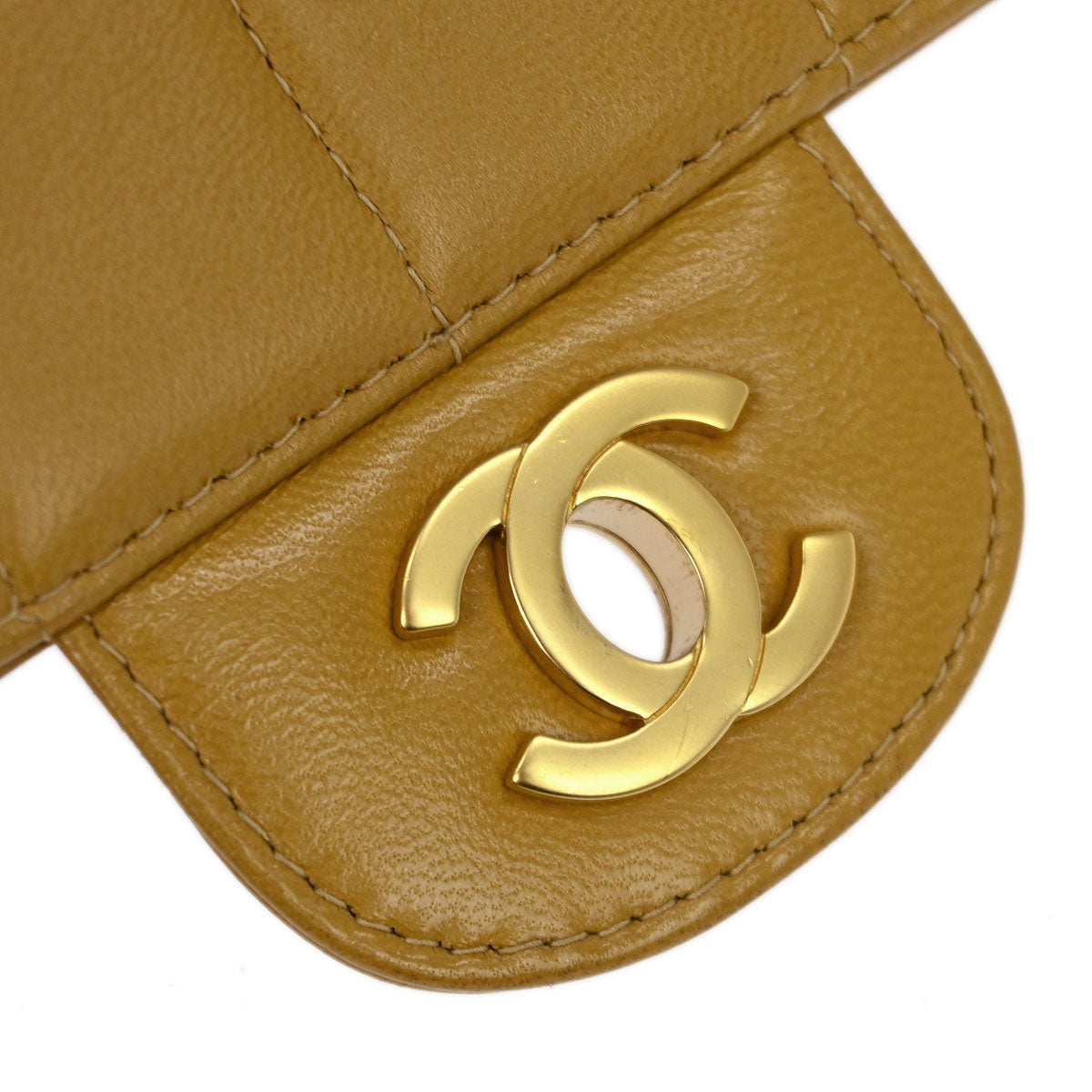 Chanel 2002-2003 Beige Lambskin Coco Bar East West Shoulder Bag