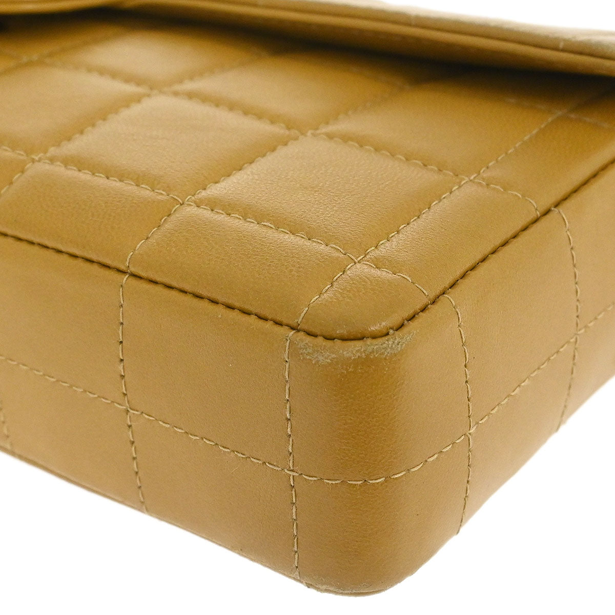 Chanel 2002-2003 Beige Lambskin Coco Bar East West Shoulder Bag