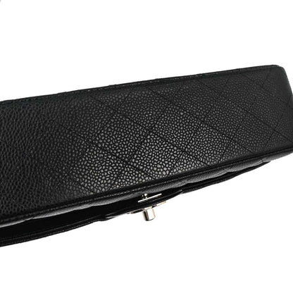 Chanel 2010-2011 Black Caviar Skin Medium Classic Double Flap Shoulder Bag