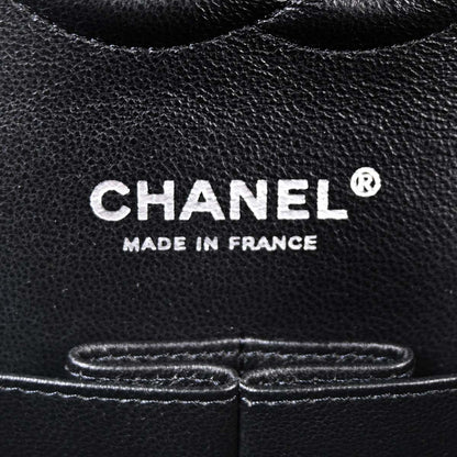 Chanel 2010-2011 Black Caviar Skin Medium Classic Double Flap Shoulder Bag