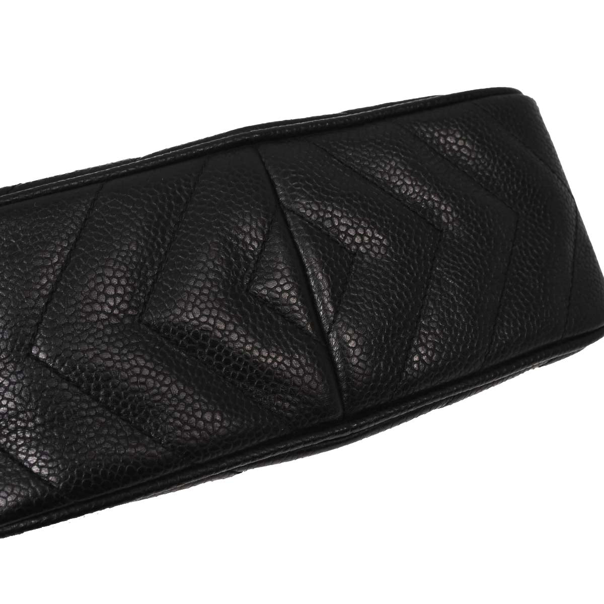 Chanel Black Caviar Skin Chevron Camera Bag Mini