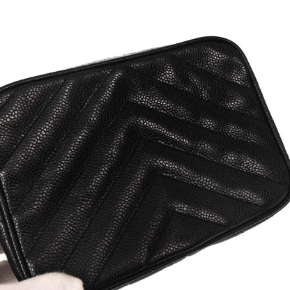 Chanel Black Caviar Skin Chevron Camera Bag Mini