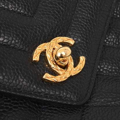 Chanel Black Caviar Skin Chevron Camera Bag Mini