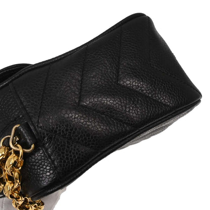 Chanel Black Caviar Skin Chevron Camera Bag Mini