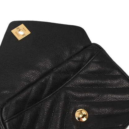Chanel Black Caviar Skin Chevron Camera Bag Mini
