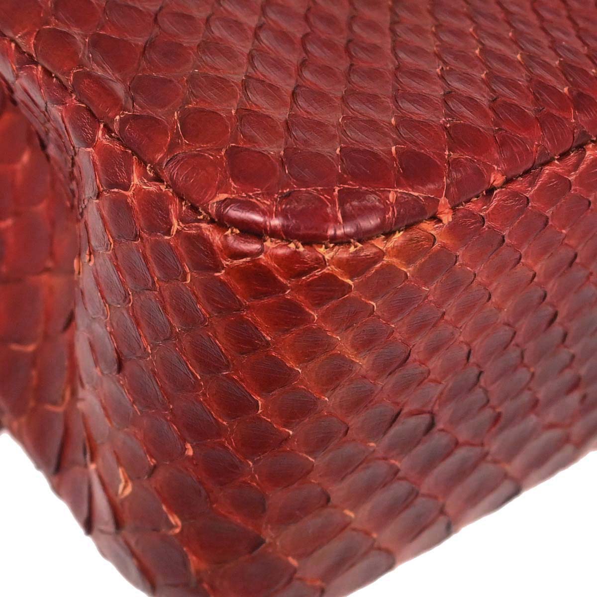 Chanel * Brown Python Medium Classic Double Flap Shoulder Bag