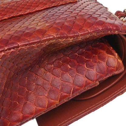 Chanel * Brown Python Medium Classic Double Flap Shoulder Bag