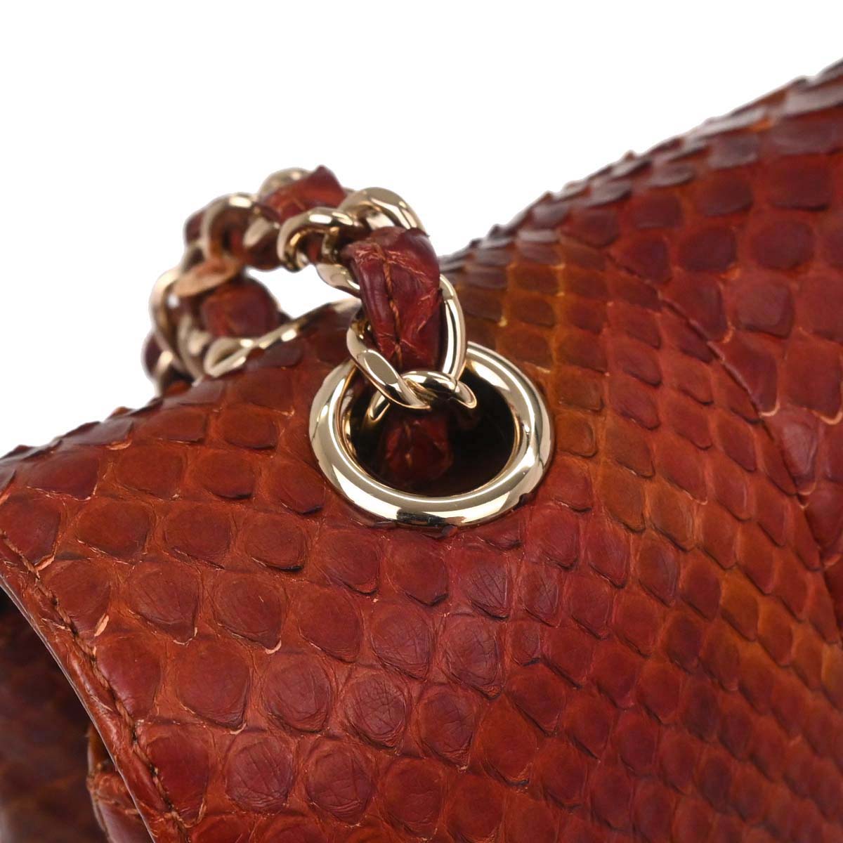Chanel * Brown Python Medium Classic Double Flap Shoulder Bag