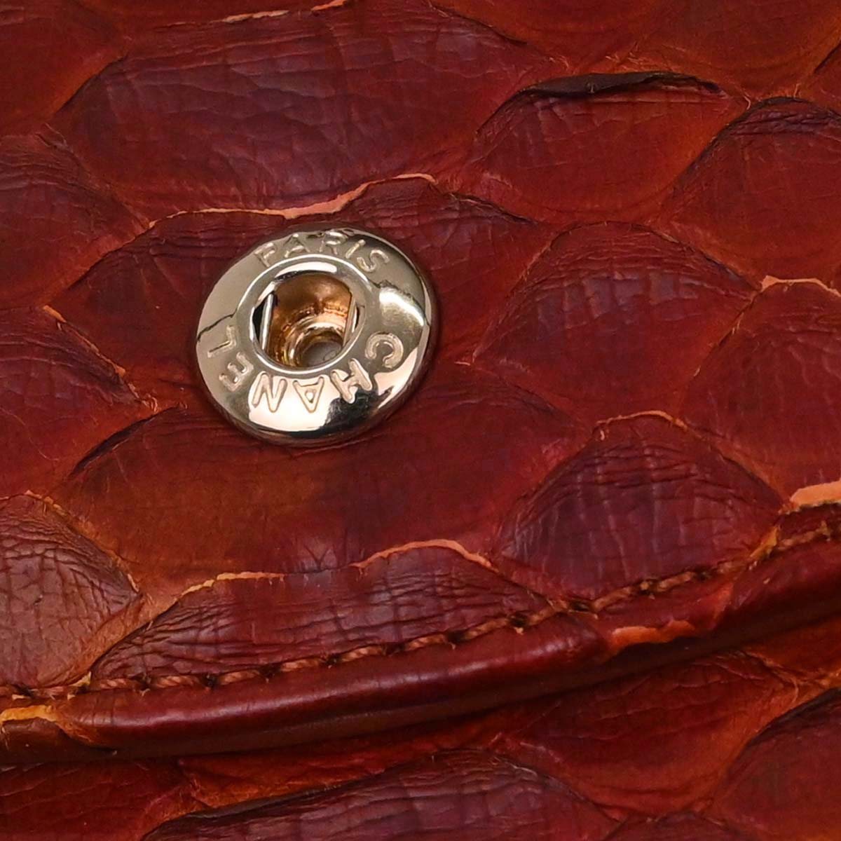 Chanel * Brown Python Medium Classic Double Flap Shoulder Bag