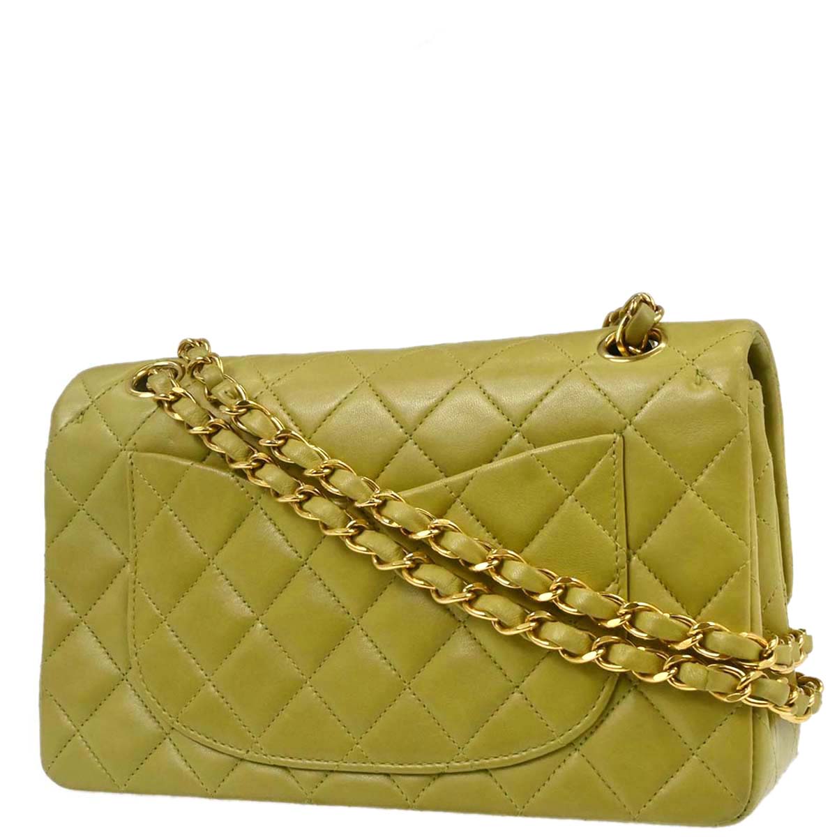 Chanel Light Green Lambskin Small Classic Double Flap Shoulder Bag