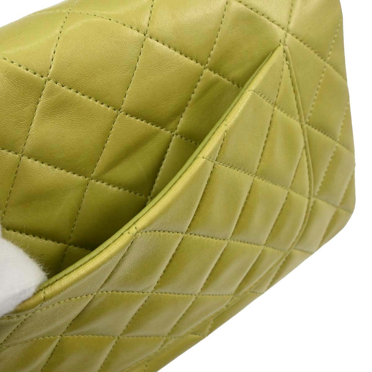 Chanel Light Green Lambskin Small Classic Double Flap Shoulder Bag