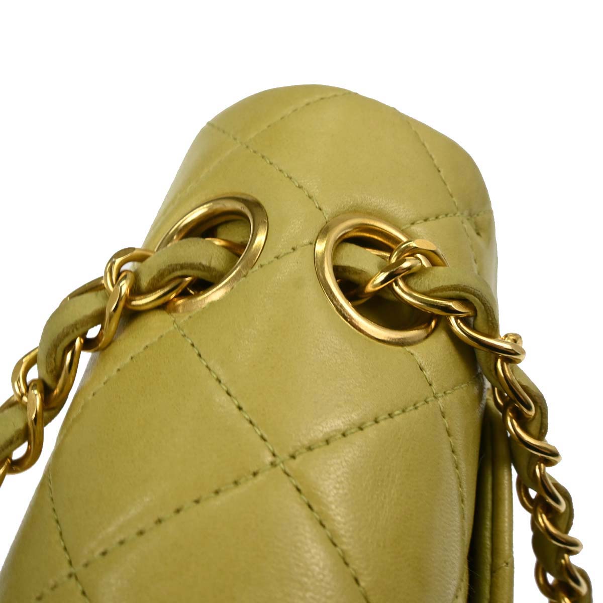 Chanel Light Green Lambskin Small Classic Double Flap Shoulder Bag