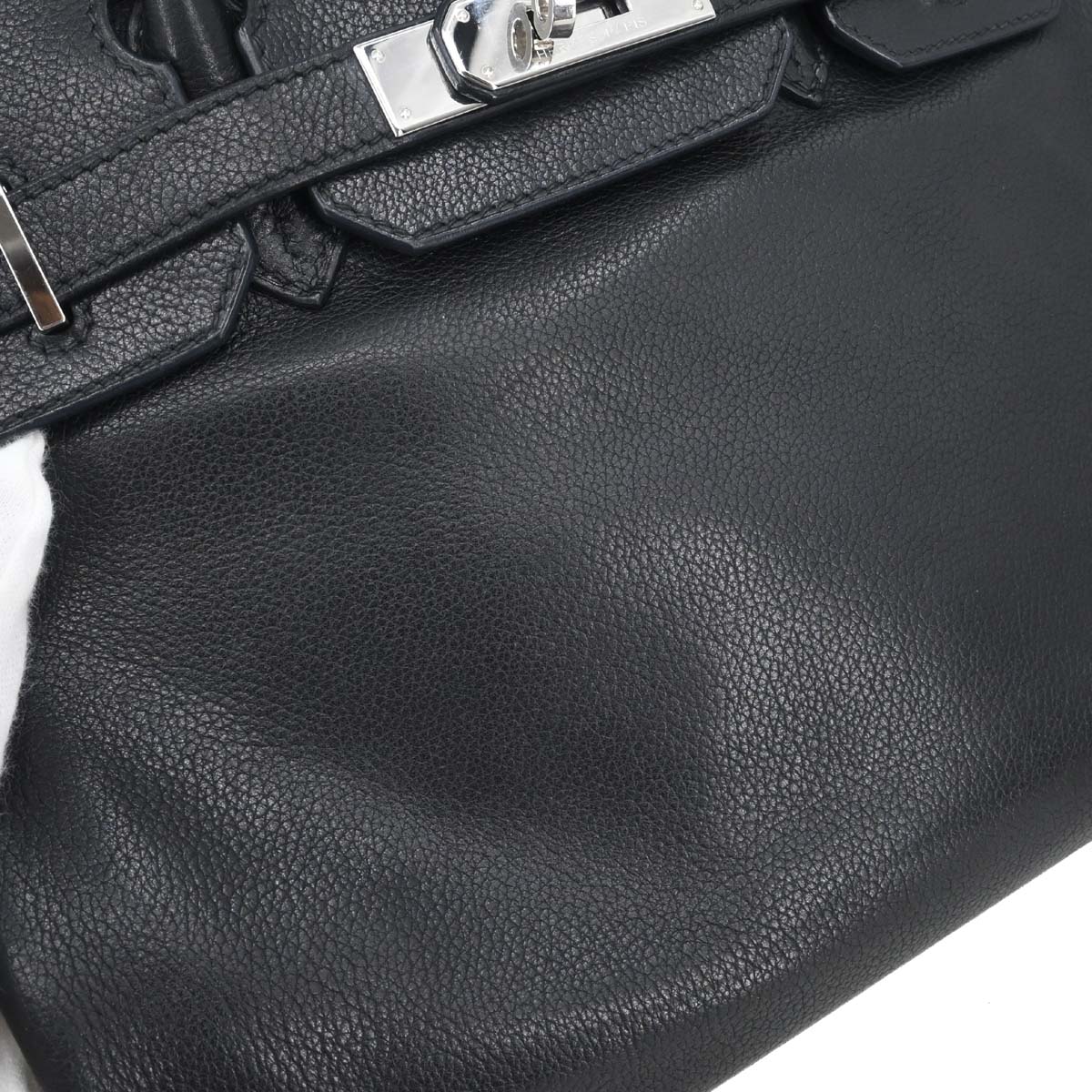 Hermes Black Evergrain Birkin 30 Handbag