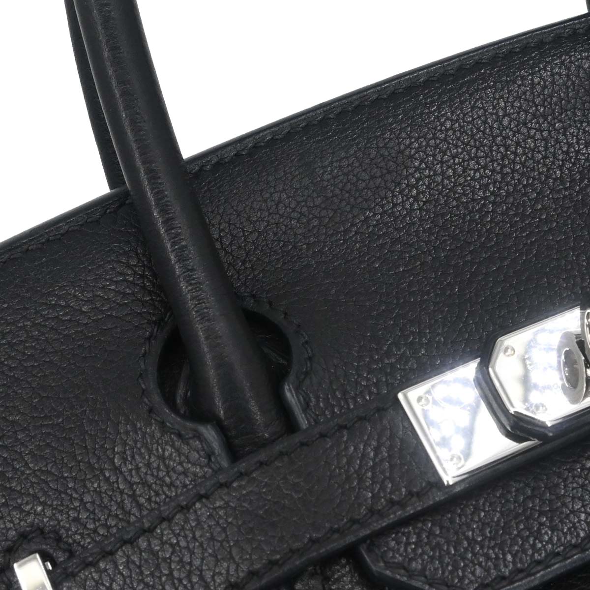 Hermes Black Evergrain Birkin 30 Handbag