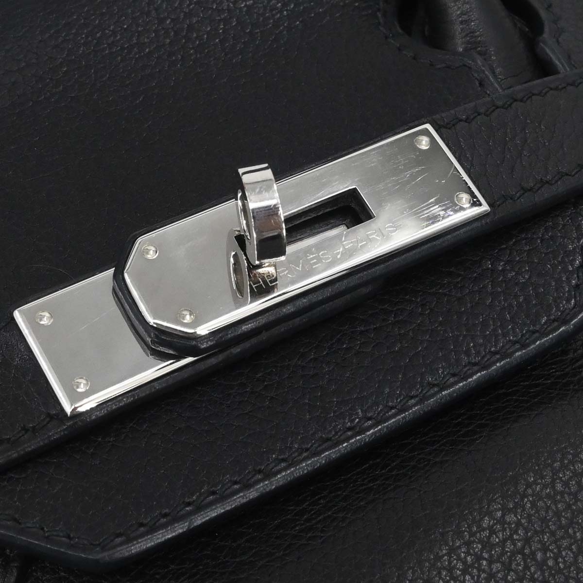Hermes Black Evergrain Birkin 30 Handbag