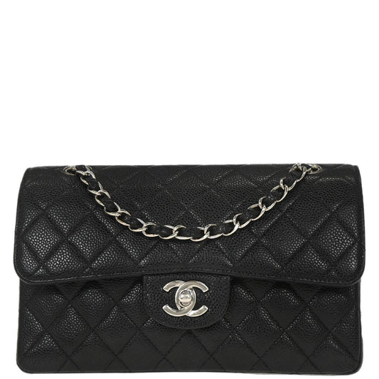 Chanel Black Caviar Skin Small Classic Double Flap Shoulder Bag