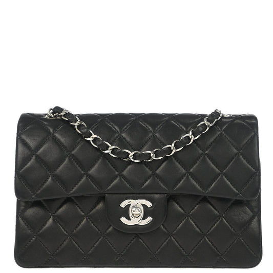 Chanel Black Lambskin Small Classic Double Flap Shoulder Bag