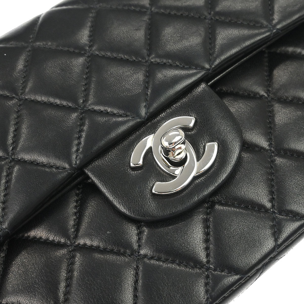 Chanel Black Lambskin Small Classic Double Flap Shoulder Bag