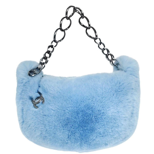 Chanel Blue Lapin Fur Handbag