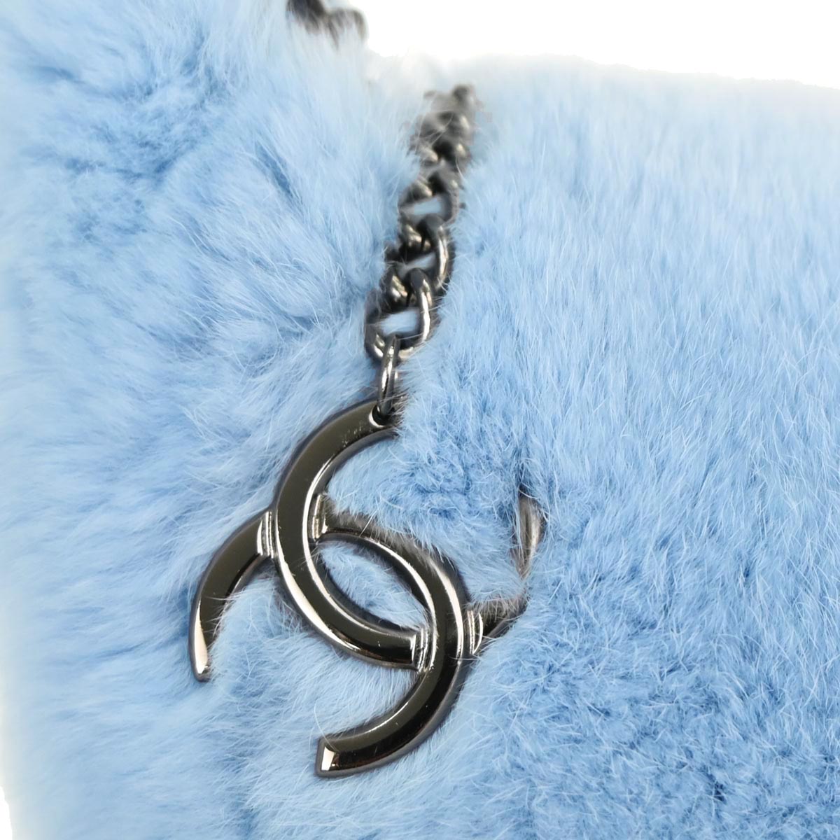 Chanel Blue Lapin Fur Handbag