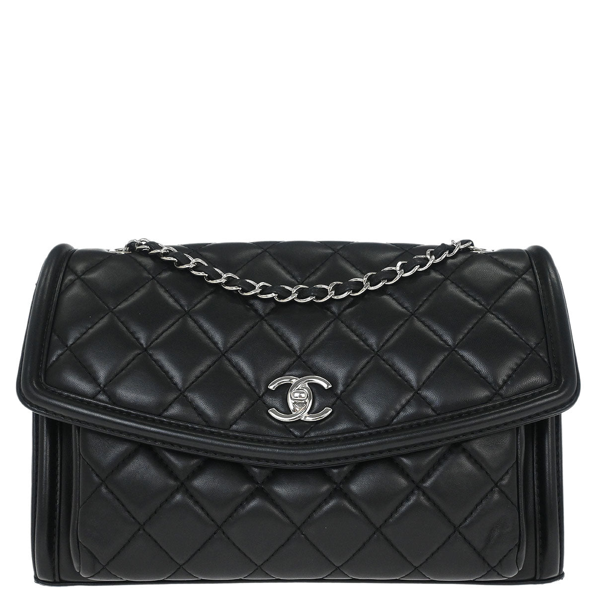 Chanel Black Lambskin Geometric Flap Shoulder Bag