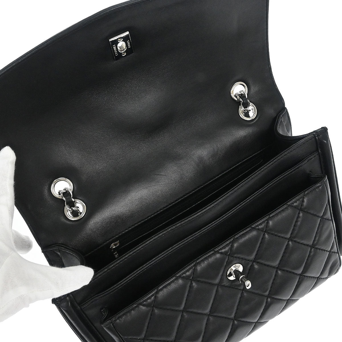 Chanel Black Lambskin Geometric Flap Shoulder Bag