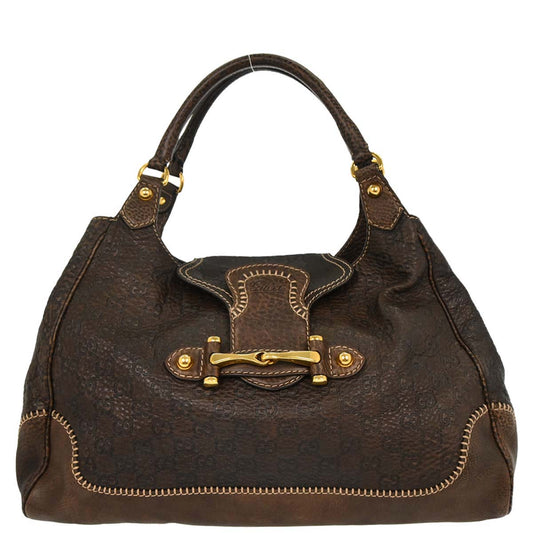 Gucci Dark Brown Guccissima Pelham Horsebit Handbag
