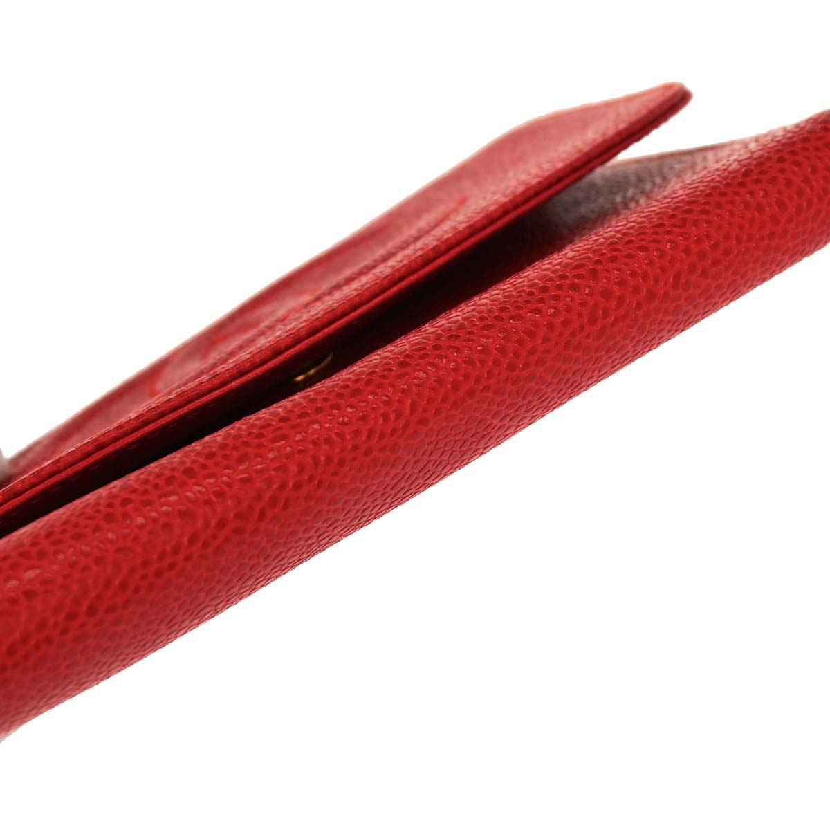 Chanel 1997-1999 Red Caviar Skin Trifold Wallet