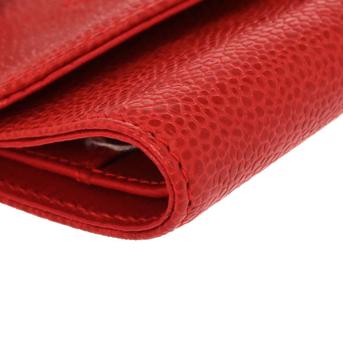 Chanel 1997-1999 Red Caviar Skin Trifold Wallet
