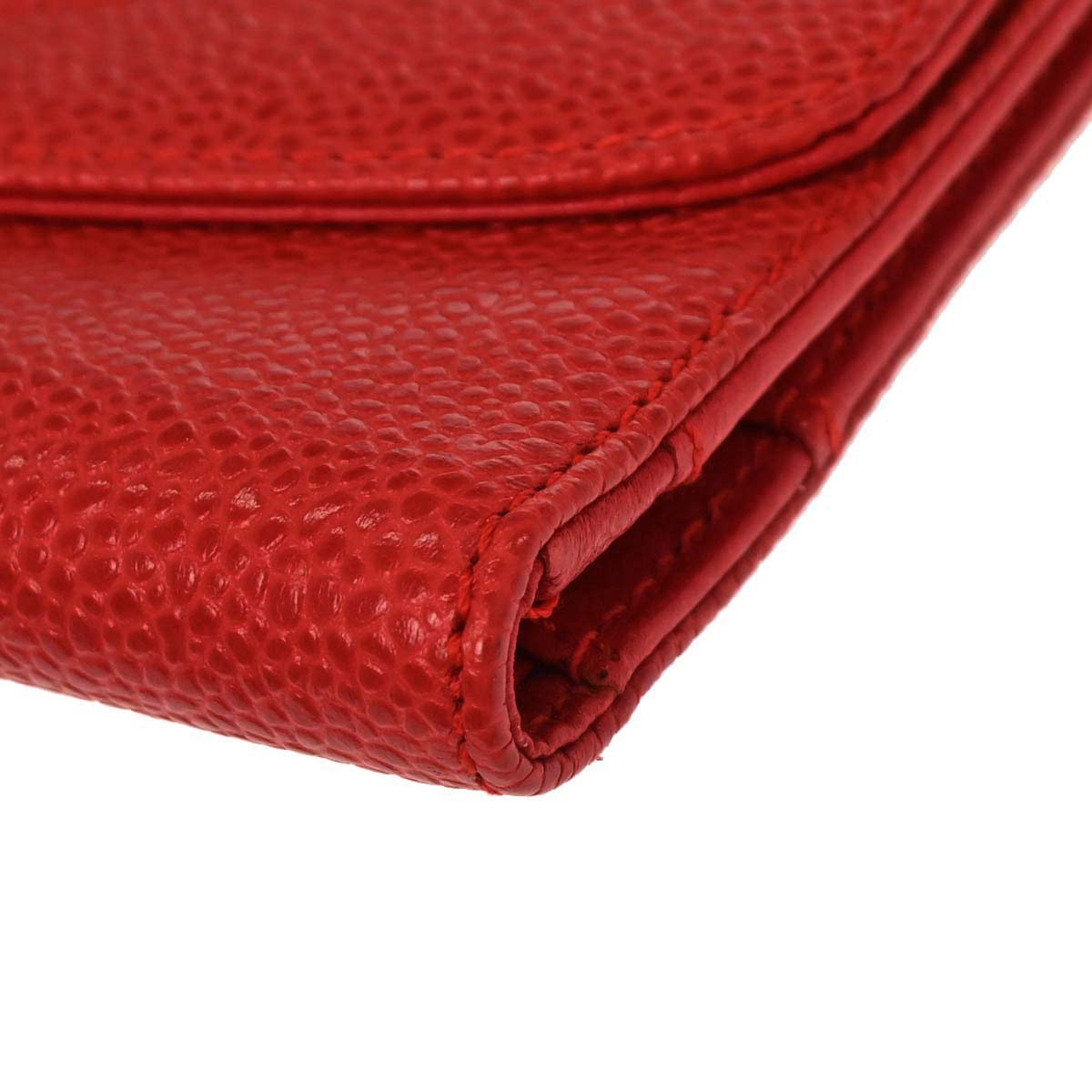 Chanel 1997-1999 Red Caviar Skin Trifold Wallet