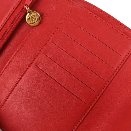 Chanel 1997-1999 Red Caviar Skin Trifold Wallet