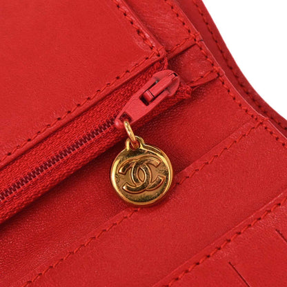 Chanel 1997-1999 Red Caviar Skin Trifold Wallet