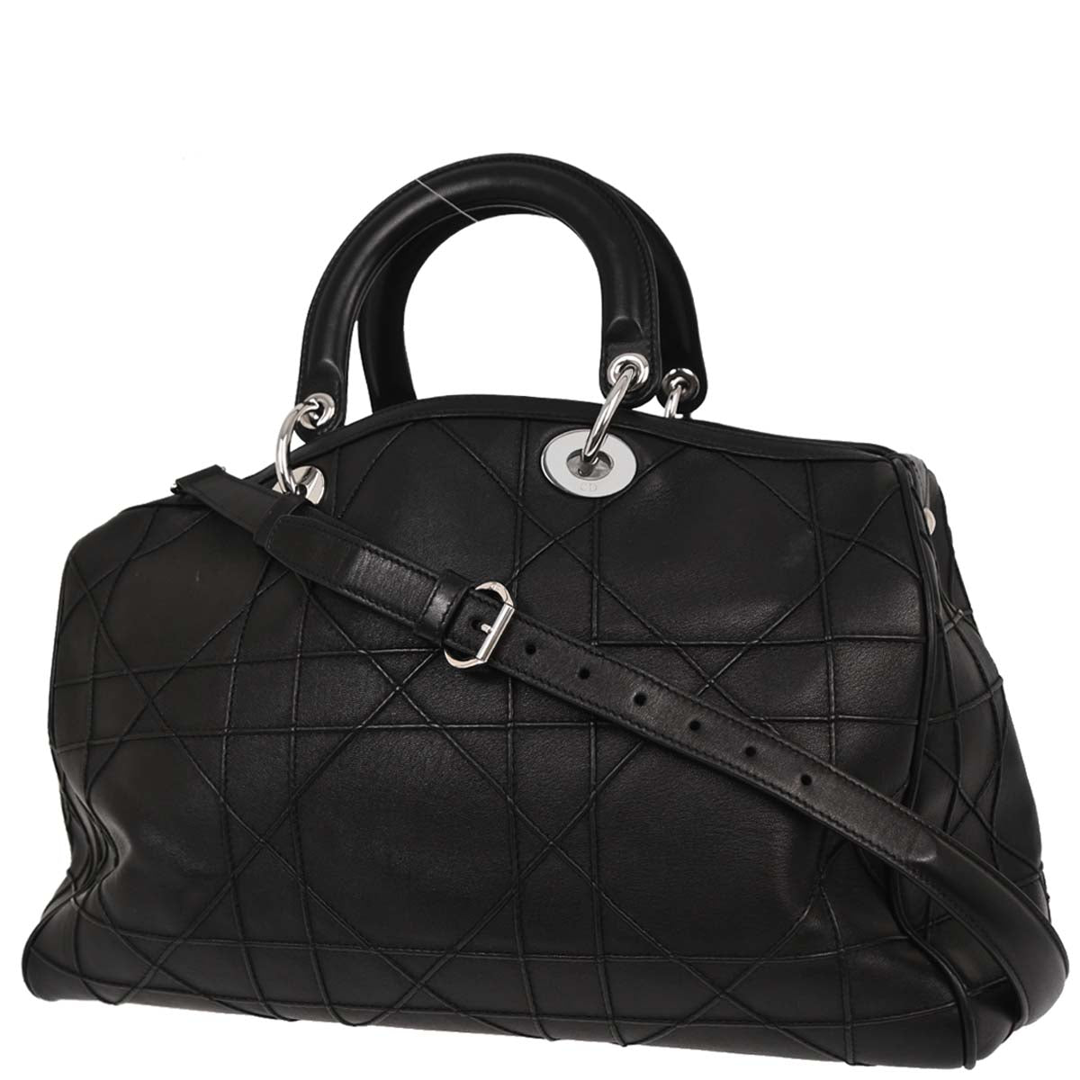 Christian Dior Black Leather Granville 2way Shoulder Handbag