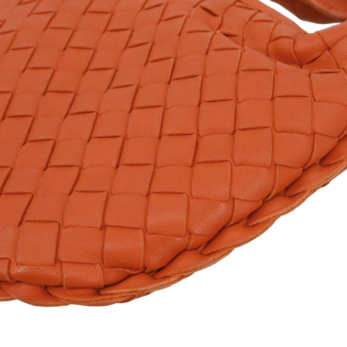 Bottega Veneta Orange Lambskin Intrecciato Hobo Handbag