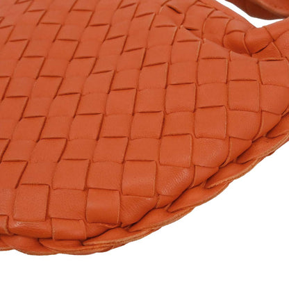 Bottega Veneta Orange Lambskin Intrecciato Hobo Handbag