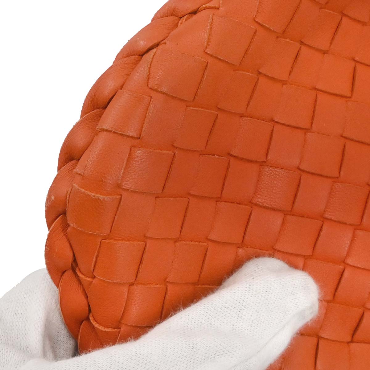Bottega Veneta Orange Lambskin Intrecciato Hobo Handbag
