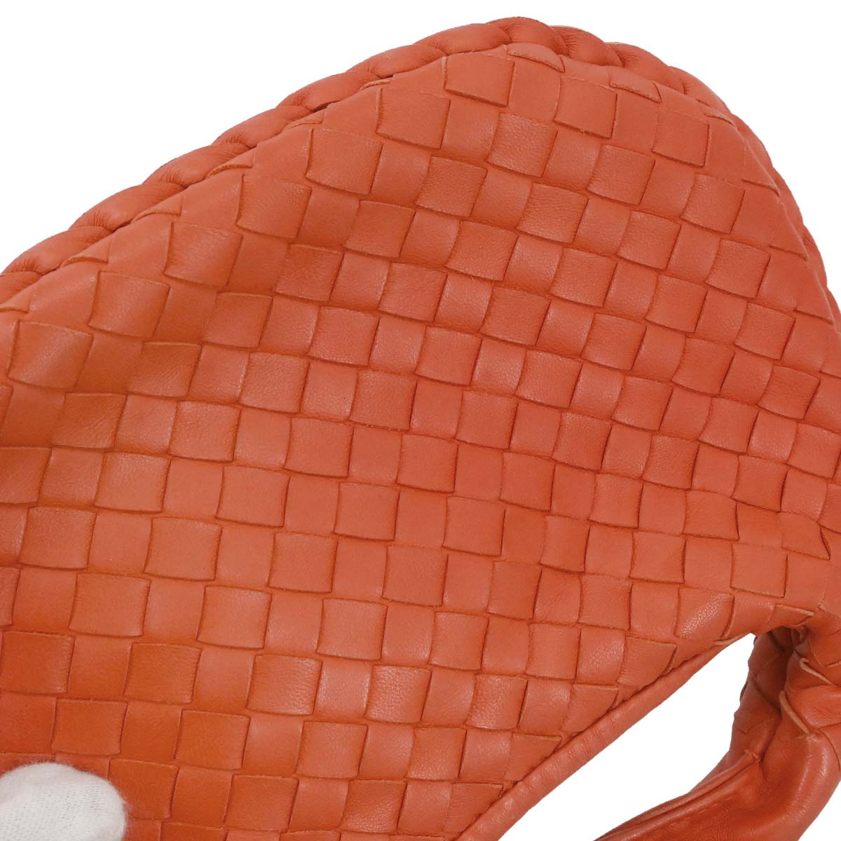 Bottega Veneta Orange Lambskin Intrecciato Hobo Handbag