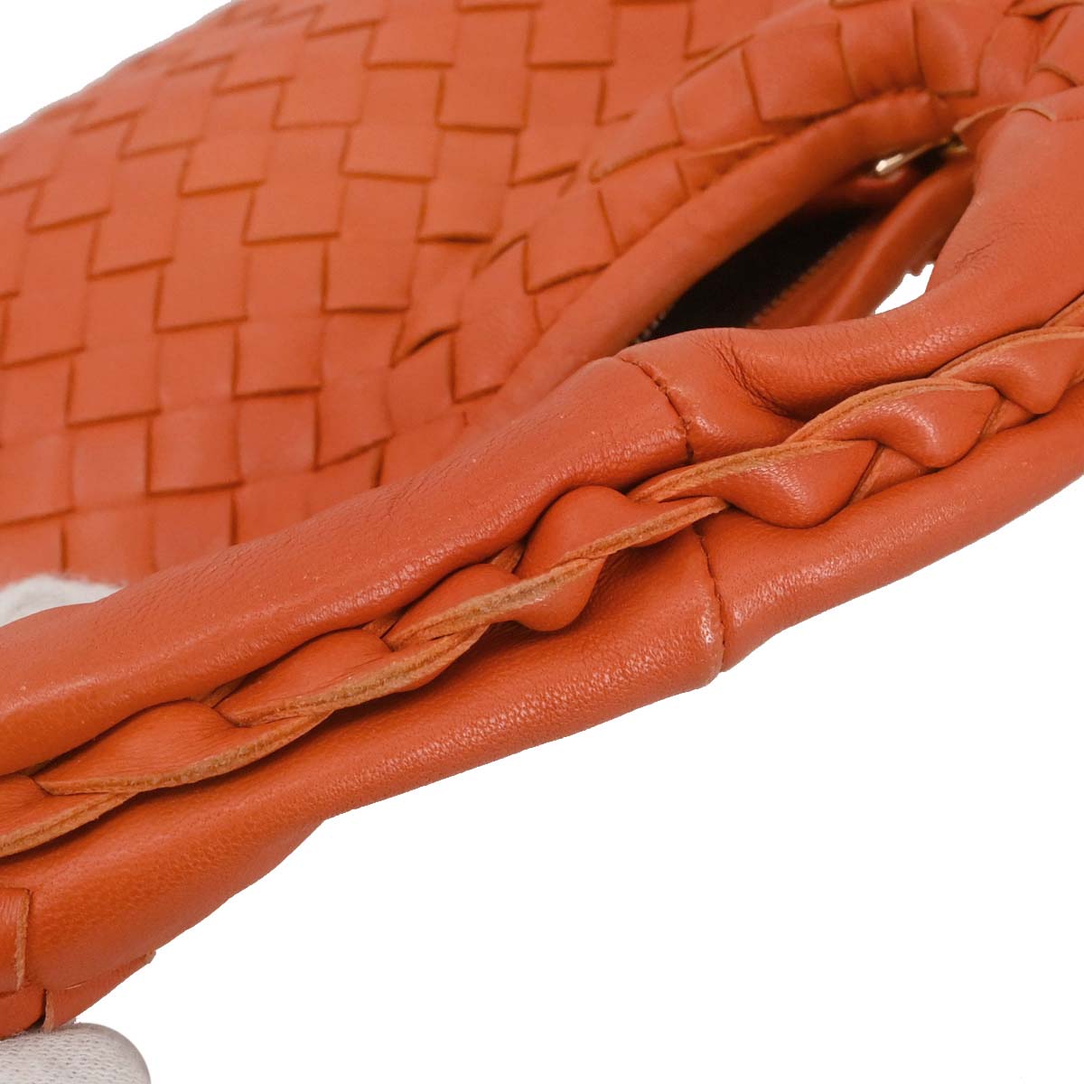 Bottega Veneta Orange Lambskin Intrecciato Hobo Handbag