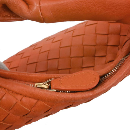 Bottega Veneta Orange Lambskin Intrecciato Hobo Handbag