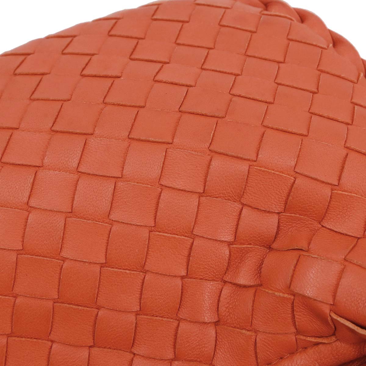 Bottega Veneta Orange Lambskin Intrecciato Hobo Handbag