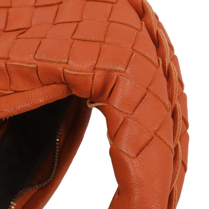 Bottega Veneta Orange Lambskin Intrecciato Hobo Handbag