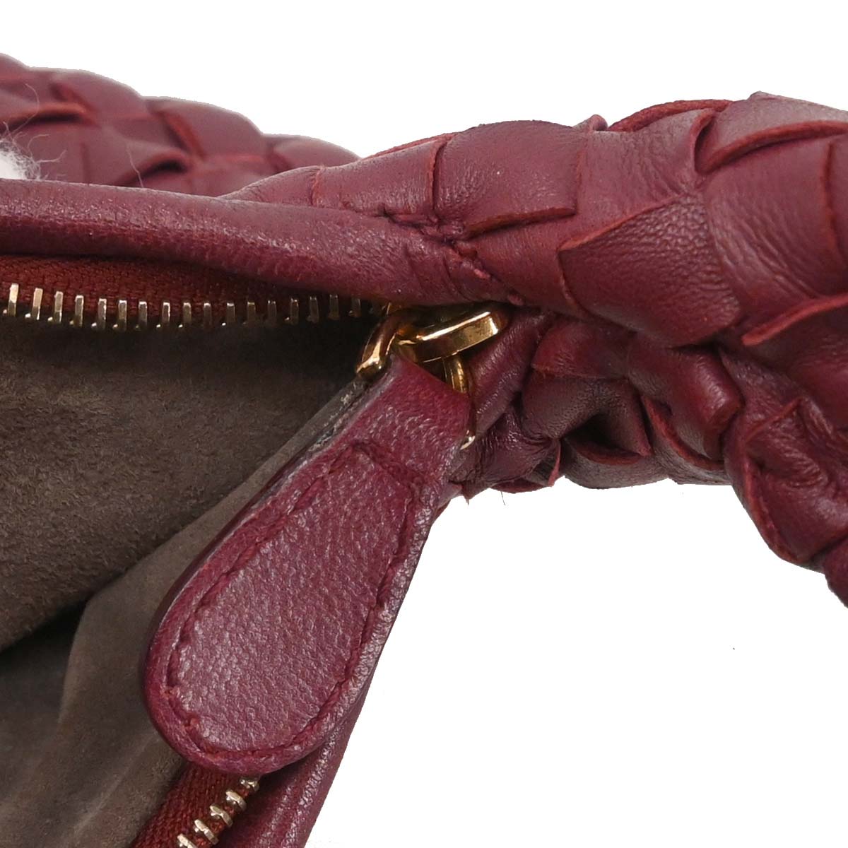 Bottega Veneta Bordeaux Lambskin Intrecciato Hobo Handbag