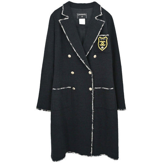 Chanel 2005 Black Emblem Double Breasted Coat #38